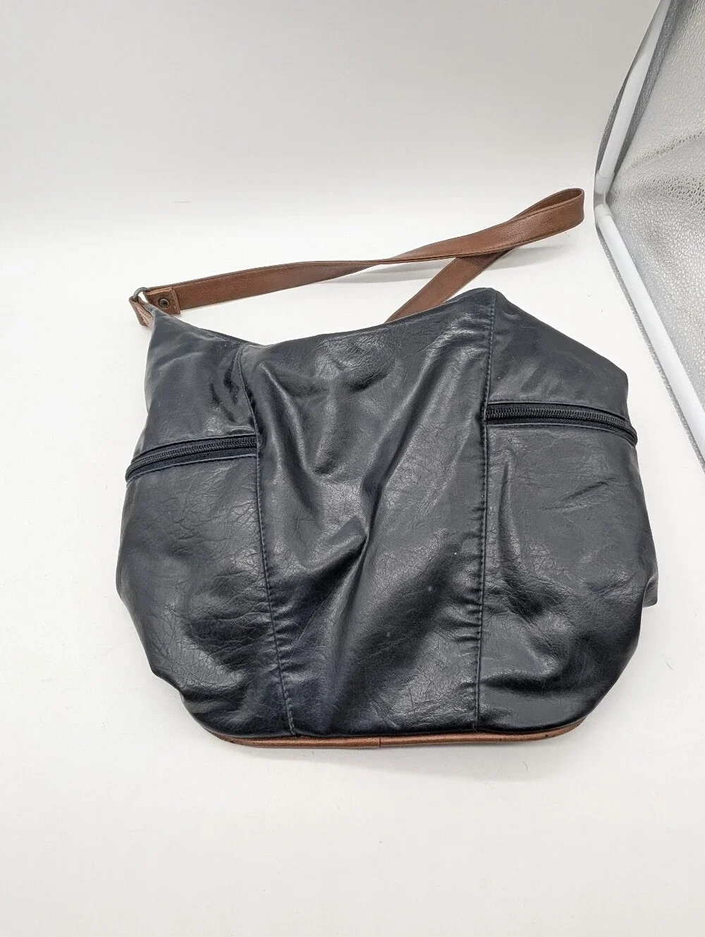 Vintage Michael Stevens International Navy Hobo Shoulder Bag